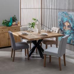 MESA COMEDOR NATURAL-NEGRO 130 X 130 X 76 CM - Imagen 2