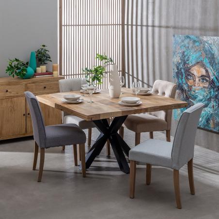 MESA COMEDOR NATURAL-NEGRO 130 X 130 X 76 CM - Imagen 2