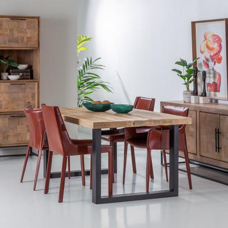 MESA COMEDOR NATURAL-NEGRO 180 X 100 X 76 CM