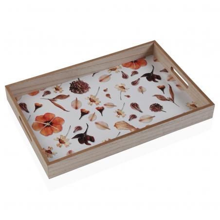 BANDEJA MADERA FLORES 45X30