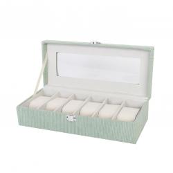 CAJA DE PANA VERDE PARA 6 RELOJES