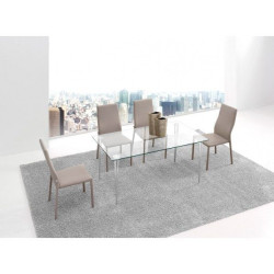Mesa Oficina Rosana Acero Inoxidable- Cristal Templado Varios Colores 140x80