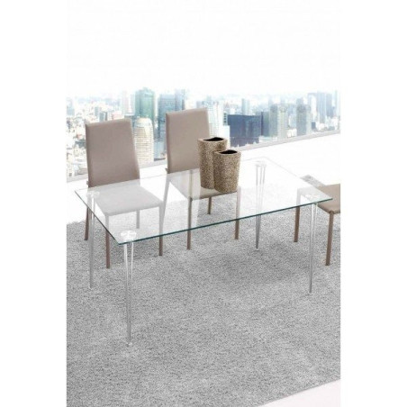 Mesa Oficina Rosana Acero Inoxidable- Cristal Templado Varios Colores 140x80