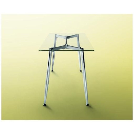 Mesa Comedor Bugat Cristal Templado-Acero Cromado 140x80