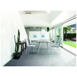 Mesa Comedor Bugat Cristal Templado-Acero Cromado 140x80