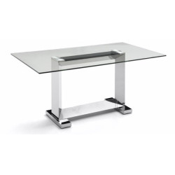 Mesa Comedor Estructura Cromada-Cristal Templado Modelo Mubic 180x90