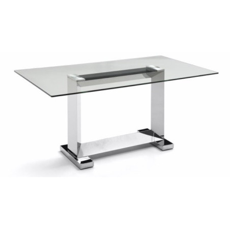 Mesa Comedor Estructura Cromada-Cristal Templado Modelo Mubic 180x90