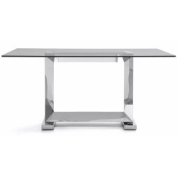 Mesa Comedor Estructura Cromada-Cristal Templado Modelo Mubic 180x90