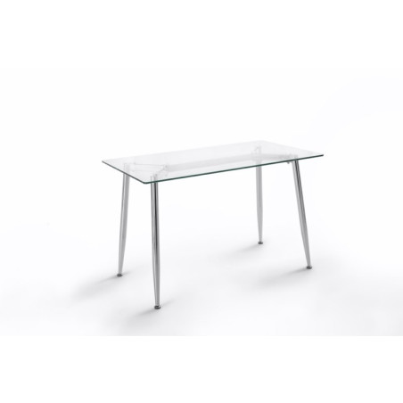 Mesa de Oficina Bugat Cristal Templado-Acero Cromado 140x80
