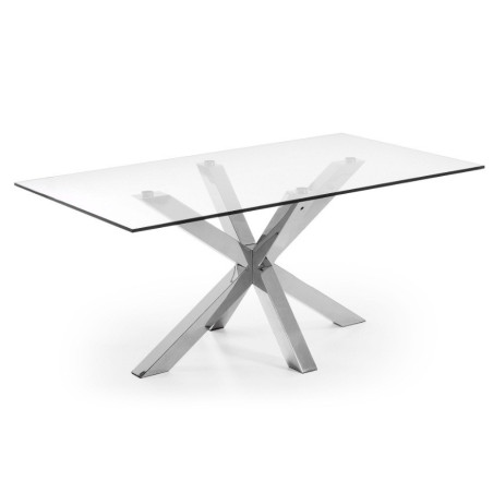 Mesa Arya Acero Inoxidable-Cristal Templado 180x100