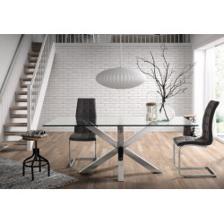 Mesa Arya Acero Inoxidable-Cristal Templado 180x100