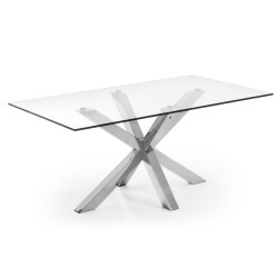 Mesa Arya Acero Inoxidable-Cristal Templado 200x100