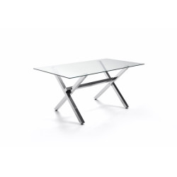 Mesa Comedor Acero Cromado-Cristal Templado Modelo Maxin 140x80