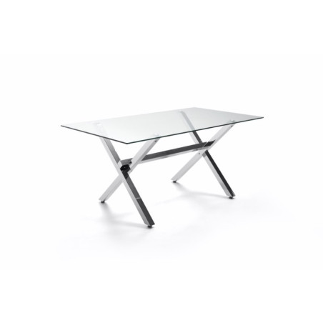 Mesa Comedor Acero Cromado-Cristal Templado Modelo Maxin 140x80