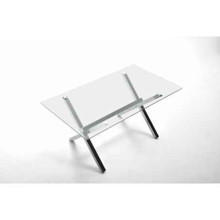 Mesa Comedor Acero Cromado-Cristal Templado Modelo Maxin 140x80