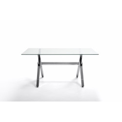 Mesa Comedor Acero Cromado-Cristal Templado Modelo Maxin 140x80