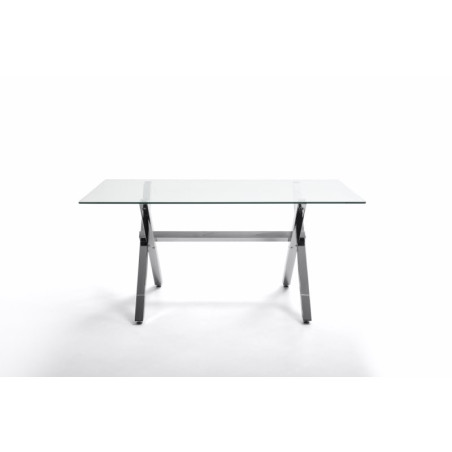 Mesa Comedor Acero Cromado-Cristal Templado Modelo Maxin 140x80