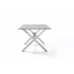 Mesa Comedor Acero Cromado-Cristal Templado Modelo Maxin 140x80