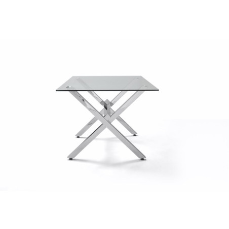 Mesa Comedor Acero Cromado-Cristal Templado Modelo Maxin 140x80