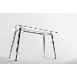 Mesa Comedor Bugat Cristal Templado-Acero Cromado 120x70