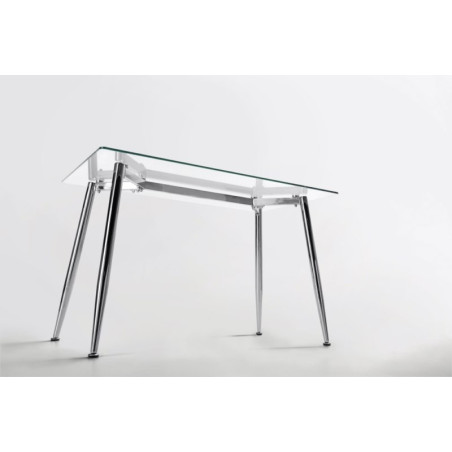Mesa Comedor Bugat Cristal Templado-Acero Cromado 120x70