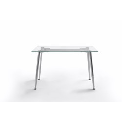 Mesa Comedor Bugat Cristal Templado-Acero Cromado 120x70