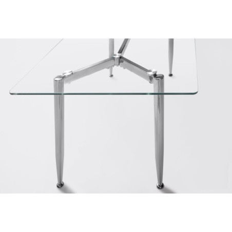 Mesa Comedor Bugat Cristal Templado-Acero Cromado 120x70
