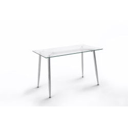 Mesa de Oficina Bugat Cristal Templado-Acero Cromado 120x70