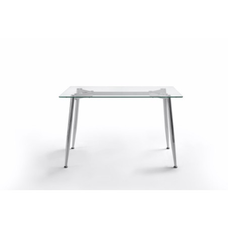 Mesa de Oficina Bugat Cristal Templado-Acero Cromado 120x70