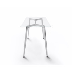 Mesa de Oficina Bugat Cristal Templado-Acero Cromado 120x70