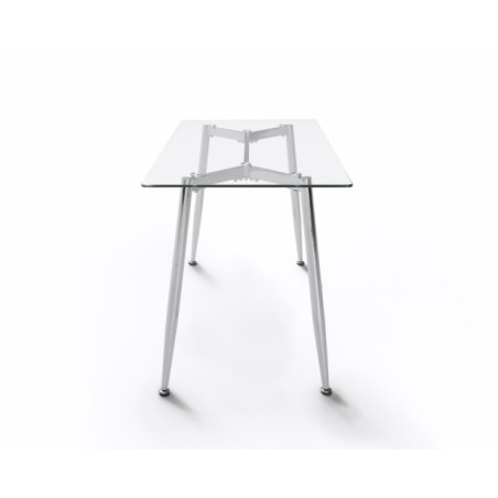 Mesa de Oficina Bugat Cristal Templado-Acero Cromado 120x70