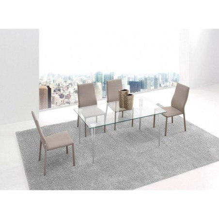 Mesa Oficina Rosana Acero Inoxidable- Cristal Templado Varios Colores 120x75