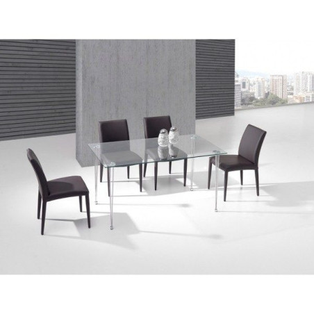 Mesa Oficina Rosana Acero Inoxidable- Cristal Templado Varios Colores 120x75