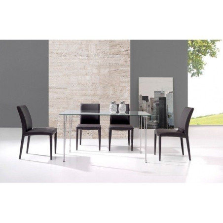 Mesa Oficina Rosana Acero Inoxidable- Cristal Templado Varios Colores 120x75