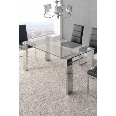 Mesa Oficina Stile Plus Cristal Templado - Acero inoxidable 120x70