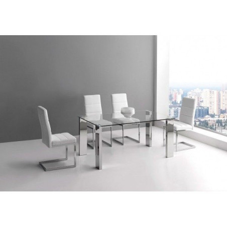 Mesa Oficina Stile Plus Cristal Templado - Acero inoxidable 120x70