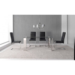 Mesa Oficina Stile Plus Cristal Templado - Acero inoxidable 120x70