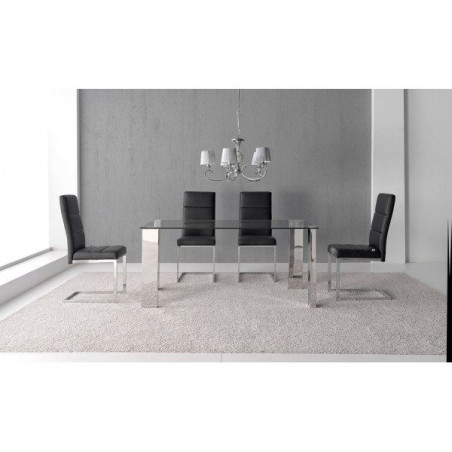 Mesa Oficina Stile Plus Cristal Templado - Acero inoxidable 120x70
