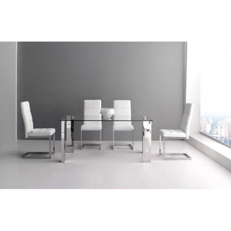 Mesa Oficina Stile Plus Cristal Templado - Acero inoxidable 120x70