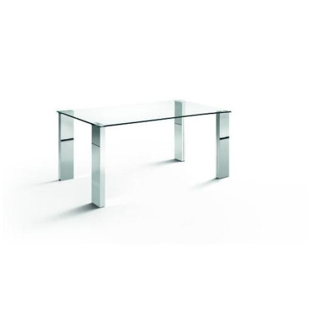 Mesa Oficina Stile Plus Cristal Templado - Acero inoxidable 120x70