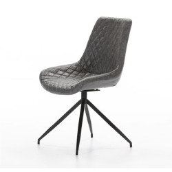 SILLA COMEDOR GIRATORIA DC 118 ECOPIEL GRIS