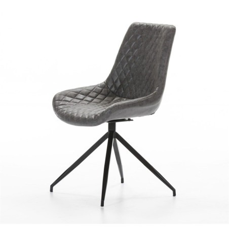 SILLA COMEDOR GIRATORIA DC 118 ECOPIEL GRIS