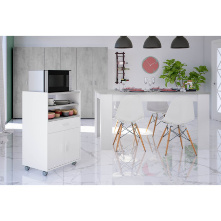 BASIC Mueble microondas 1c+2p Blanco-Cemento
