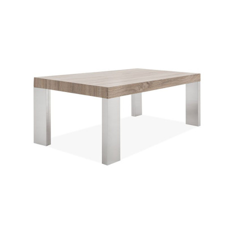 MESA DE CENTRO BOSFO MDF-ACERO INOXIDABLE 120X60 COLOR GRIS CERAMICO