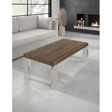 MESA DE CENTRO BOSFO MDF-ACERO INOXIDABLE 120X60 COLOR ROBLE