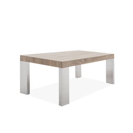 MESA DE CENTRO BOSFO MDF-ACERO INOXIDABLE 120X60 COLOR ROBLE
