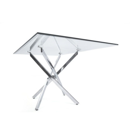 Mesa Comedor Cristal Templado-Acero Cromado Modelo Fontan 150x90x75