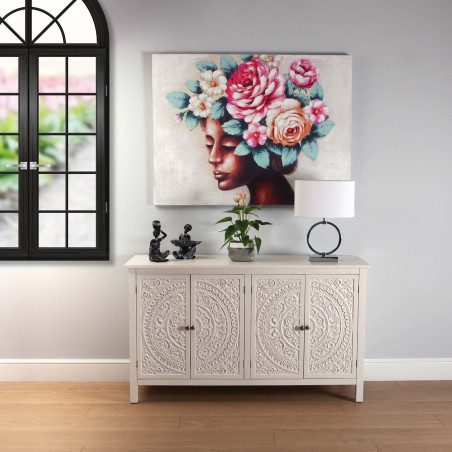 CUADRO MUJER CON FLORES