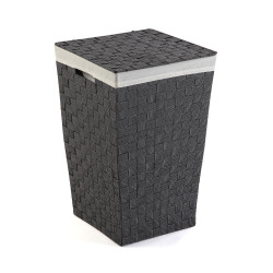 CESTO ROPA GRIS PUNTOS BLANCOS