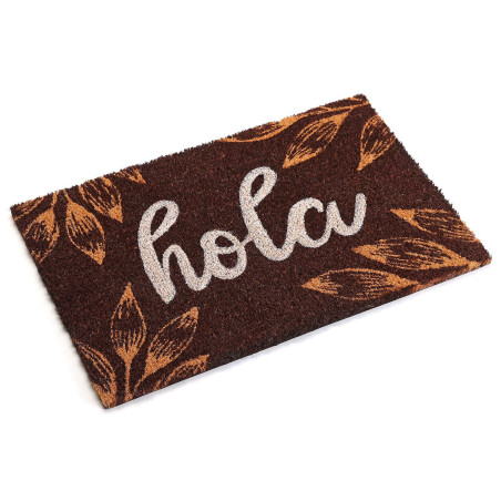 FELPUDO HOLA HOJAS MARRON